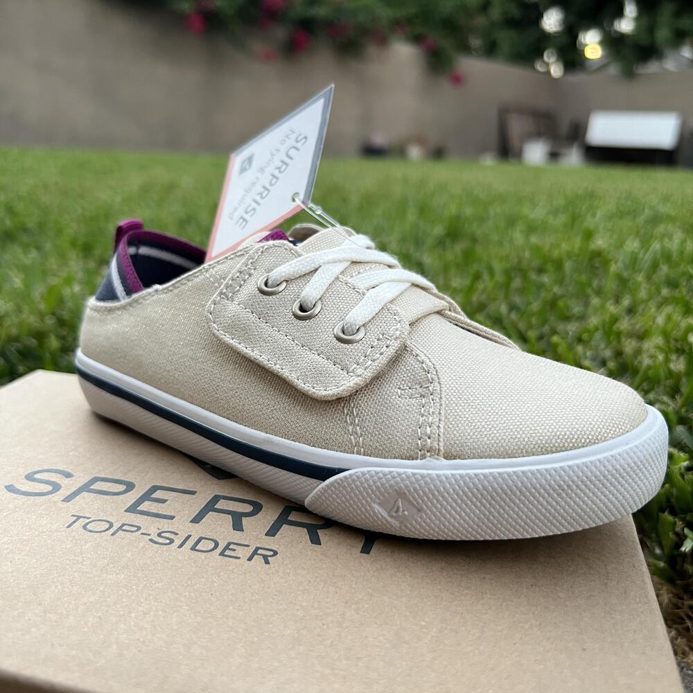 Sperry Shoes Girls Size 11 Beige Hy-Port Jr Surprise No Tie Memory Foam Slip On